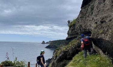 Good view and outcrop on Graciosa Island, sampling the volcanic units